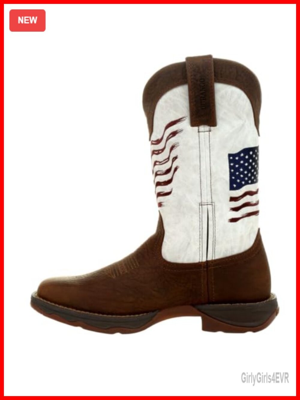 Full-Grain Leather Square Toe Western Boot Mid-Calf Embroidery